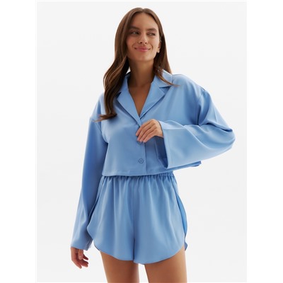 Пижама женская (рубашка, шорты) женская MINAKU: Home collection, небесно-голубая, размер 50