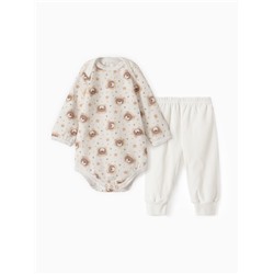 Комплект для новорожденного (боди/штанишки) «Львята», цвет молочный, рост 68 см