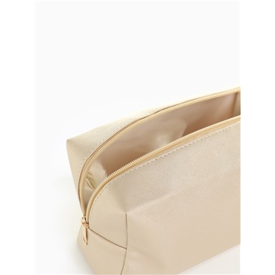 Косметичка женская на молнии, объёмная, золотой