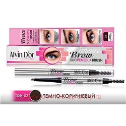 Alvin D`or Механический Карандаш для бровей Intense Brow Duo Pencil + Brush тон 02 Dark Brown 0,18г Р-9