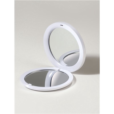 Зеркало складное «Витраж», d=7.3 см, с увеличением х2, белое/оранжевое