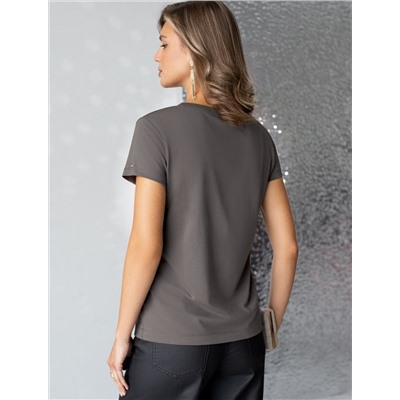 Нарядная футболка с принтом из премиального хлопка с эластаном