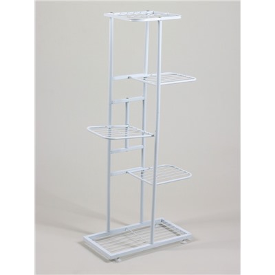 Подставка для цветов Greengo, 5 полок, 44×22×95 см, напольная, металл, белая
