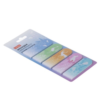 Закладки с клеевым краем 15х50 мм 5цв х 20л фигурные "Nature" с европодв. 090316 Хатбер