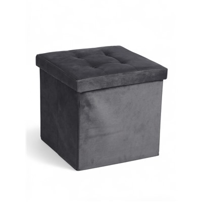 Пуф – короб складной «Клик Мебель», с ящиком, 380×380×380 мм, велюр, цвет серый