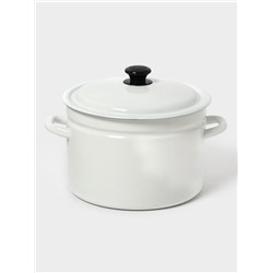 Кастрюля эмалированная, 8 л, d=26.4 см, с крышкой, без декора, белая