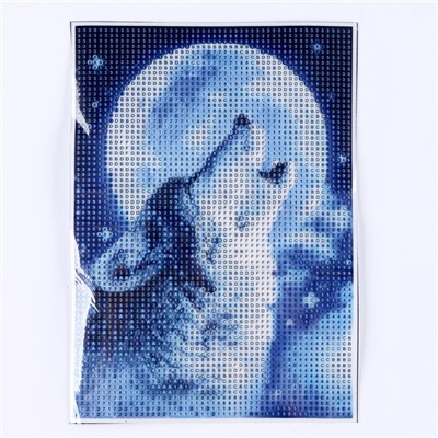 Алмазная мозаика с полным заполнением на холсте «Волк», 15×21 см