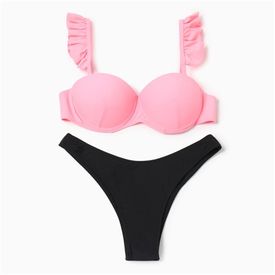 Купальник раздельный женский MINAKU, розово-чёрный, размер 42