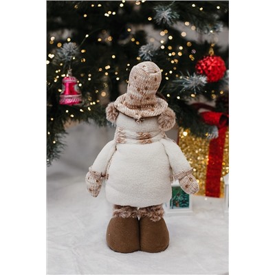 Игрушка новогодняя с выдвижными ногами Снеговик в наушниках в шляпе НАТАЛИ, 1224714