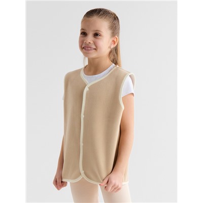 Жилетка флисовая детская Collorista, бежевая, рост 116 см