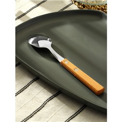 Ложка столовая «Эко-стейк», длина 19.5 см, толщина 1.5 мм, нержавеющая сталь, деревянная ручка, ручка, МИКС