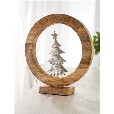 Сувенир интерьерный в деревянном кольце «Ёлка», 30×8×33 см