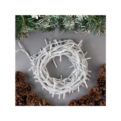 Гирлянда «Нить» 10 м, IP44, УМС, белая нить, 100 LED, свечение жёлтое, 220 В
