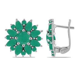 Серьги, изумруд берилл, Роза