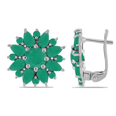 Серьги, изумруд берилл, Роза