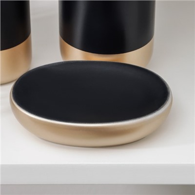 Набор аксессуаров для ванной комнаты «Руж», 3 предмета, дозатор для мыла 290 мл, мыльница, стакан 300 мл, чёрный