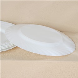 Тарелки Luminarc TRIANON, d=25 см, обеденные, набор 6 шт., стеклокерамика, белые