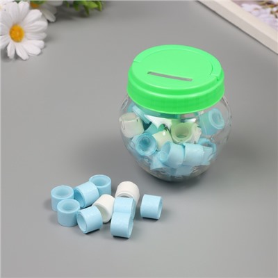 Клейкая лента пластик в банке «Белый и голубой», набор 40 шт., 1.2 см, дл. 0.9 м, 7×7×9 см