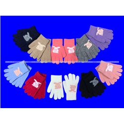 Перчатки детские, подростковые для девочек с начесом «Зайка» арт. 0834