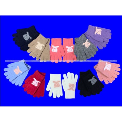 Перчатки детские, подростковые для девочек с начесом «Зайка» арт. 0834