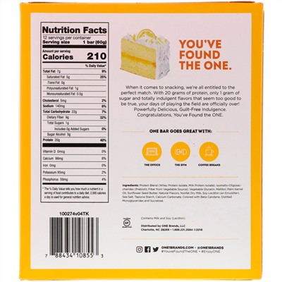 One Brands, ONE Bar, Lemon Cake, 12 Bars, 2.12 oz (60 g) Each