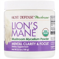 Fungi Perfecti, Ежовик гребенчатый, мицелий грибов в порошке, добавка для сохранения ясности ума и концентрации внимания, 100 г (3,5 унции)