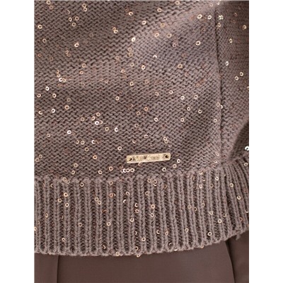 Джемпер поло с застежкой на пуговицы из хлопковой пряжи с пайетками