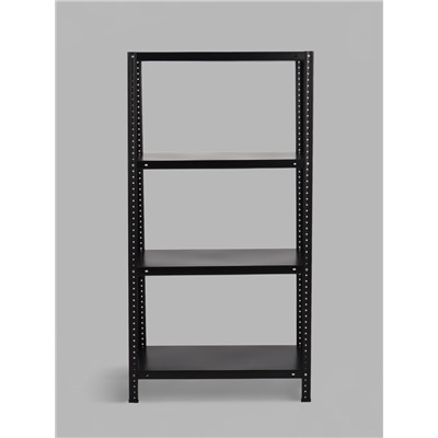 Стеллаж металлический для склада, 4 полки, дерево, 150×75×30 см, чёрный