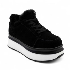 Ботинки из натуральной кожи на меху MD0123-3 черные