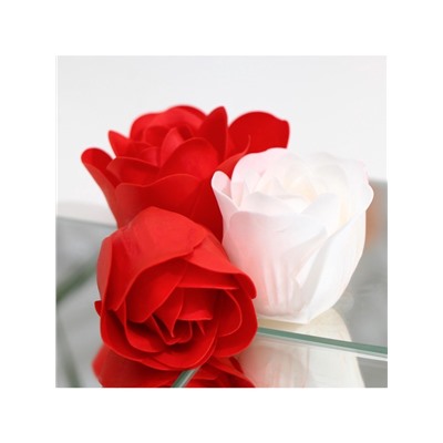 Мыльные розочки, красные и белые, набор 9 шт.