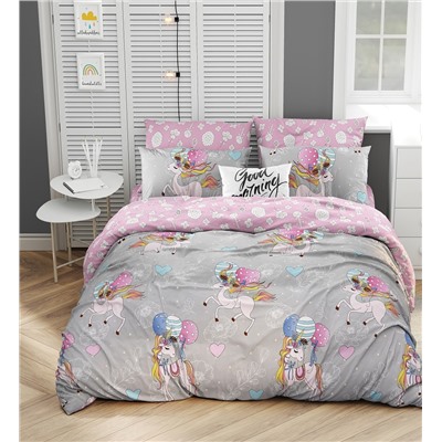 Постельное белье детское поплин на молнии - Единороги