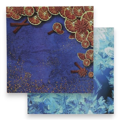 Фотофон двусторонний картон плотность 350 г «Морозный узор и апельсины» 50×50 см