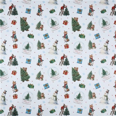 Упаковочная бумага на новый год крафтовая «Новогоднее настроение», 70×100 см
