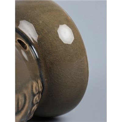 УЦЕНКА Аромалампа для эфирных масел керамика «Лик Будды», серая, 8×8×9 см