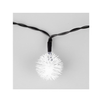 Гирлянда «Нить», 4.5 м, уличная, с насадками «Ёжики», IP44, 30 LED, 2 режима, солнечная батарея, тёмная нить, свечение жёлтое/аквамарин