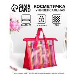 Косметичка на молнии в сетку, большая, с ручками, с рисунком, МИКС