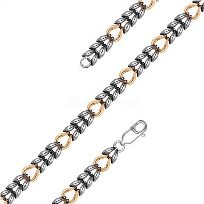 Браслет из чернёного серебра с золочением 925 пробы ш-12чз