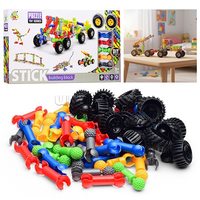 Конструктор "Машина с пушкой" (62 дет.) в коробке