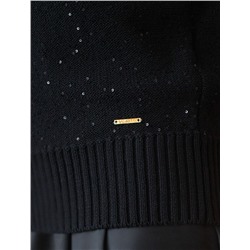 Джемпер с V вырезом и цельнокроенным рукавом из хлопковой пряжи с пайетками