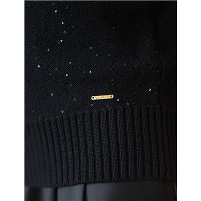 Джемпер с V вырезом и цельнокроенным рукавом из хлопковой пряжи с пайетками