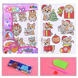 Мозаика алмазная "Новогодний корги" в коробке