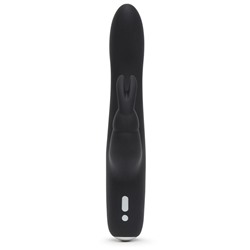 Черный вибратор с клиторальным отростком Greedy Girl Slimline Rabbit Vibrator - 22,8 см.