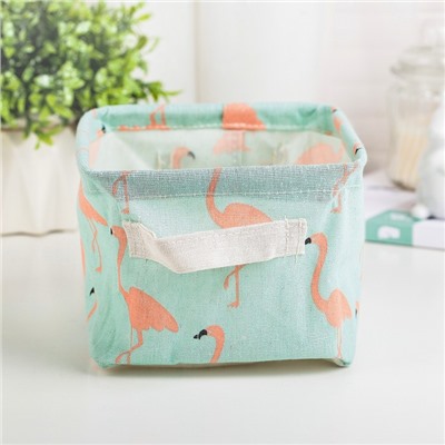 Корзина для хранения с ручками «Фламинго», 20.2×17×13 см, голубая