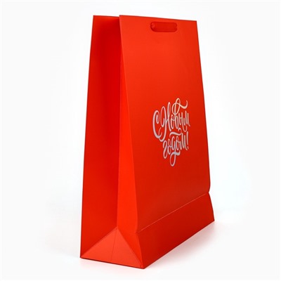 Пакет подарочный новогодний «С Новым годом», голография, L 31×11.5×40 см