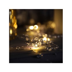 Гирлянда «Нить» 2 м роса с насадками «Иней», IP20, нить серебристая, 20 LED, батарейки AAx2 (не в комплекте), 2 режима, свечение тёплое белое