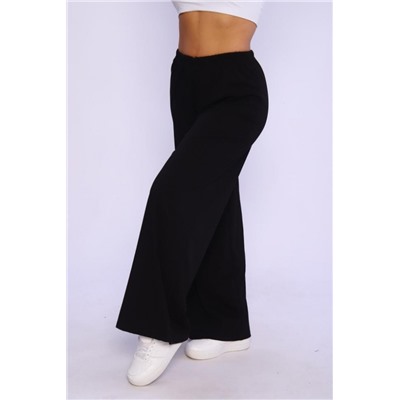 Брюки палаццо в рубчик лапша 792 (Черный)