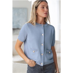 Кардиган c коротким рукавом вязаный из хлопка с акрилом VILATTE, 1229067