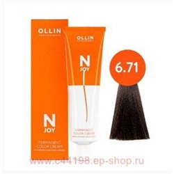 OLLIN "N-JOY" 6/71 – темно-русый коричнево-пепельный, перманентная крем-краска для волос 100мл