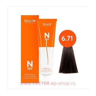 OLLIN "N-JOY" 6/71 – темно-русый коричнево-пепельный, перманентная крем-краска для волос 100мл