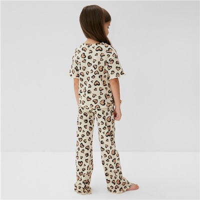 Пижама детская (футболка и брюки) KAFTAN Leo love, размер 32 (110-116 см)